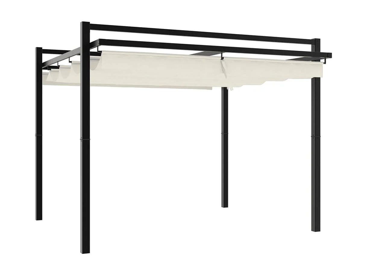 Tonnelle de jardin avec toit rétractable crème 3x3 m aluminium