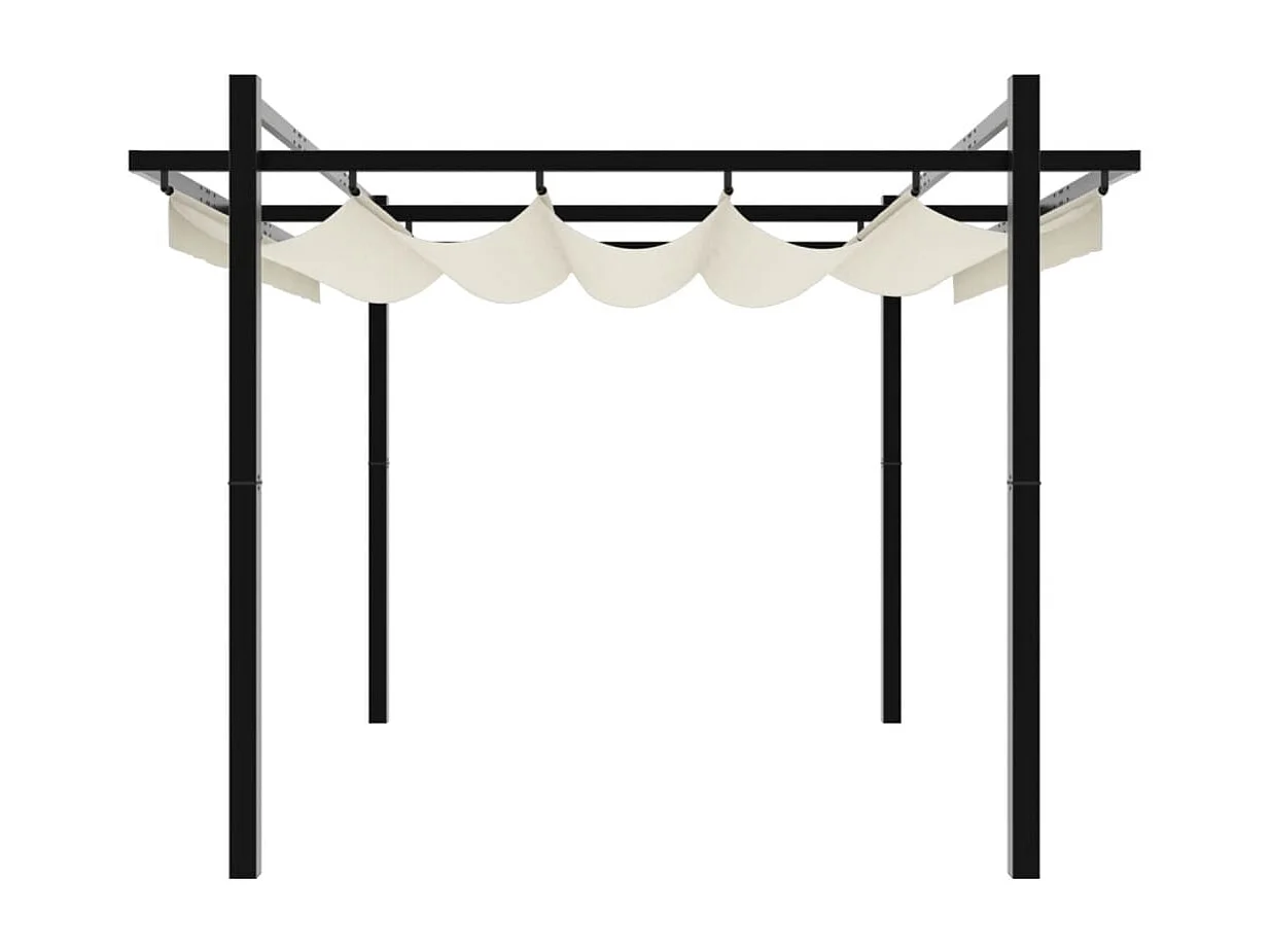 Tonnelle de jardin avec toit rétractable crème 3x3 m aluminium