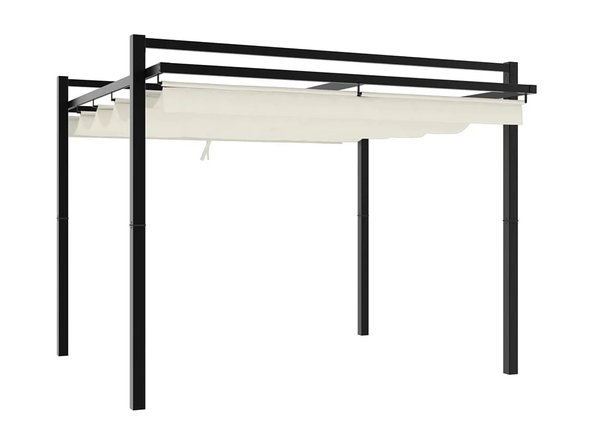 Tonnelle de jardin avec toit rétractable crème 3x3 m aluminium
