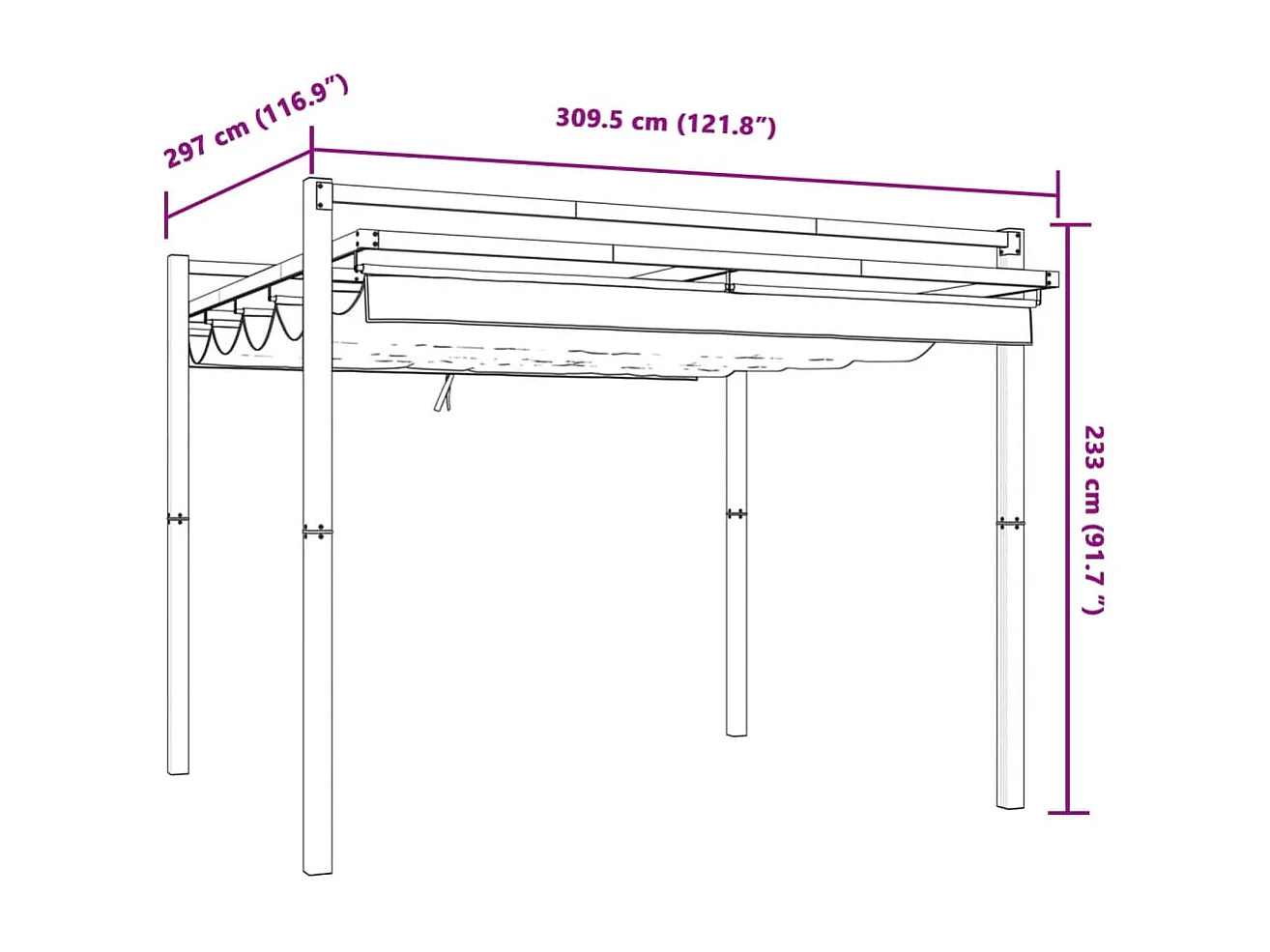 Tonnelle de jardin avec toit rétractable crème 3x3 m aluminium