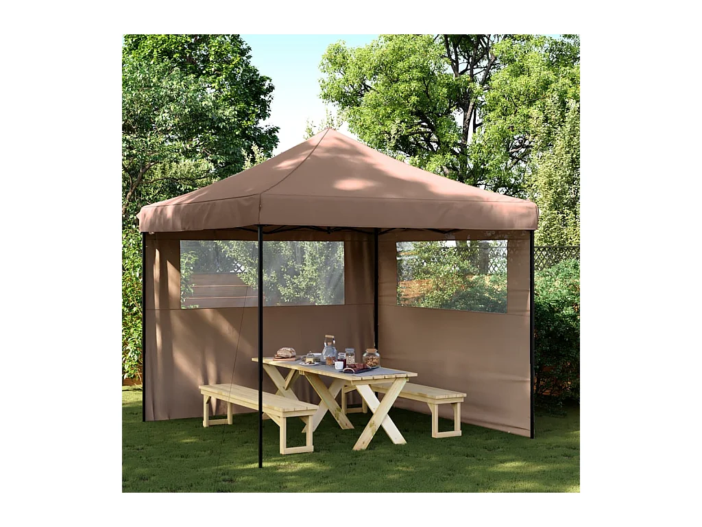 Tente de réception pliable escamotable avec 2 parois latérales