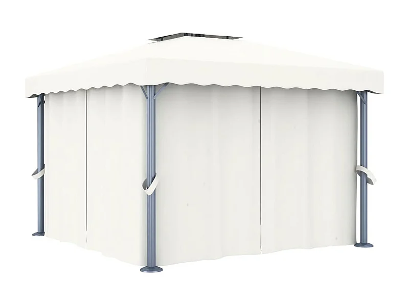 Tonnelle avec rideau 3x3 m Blanc crème Aluminium