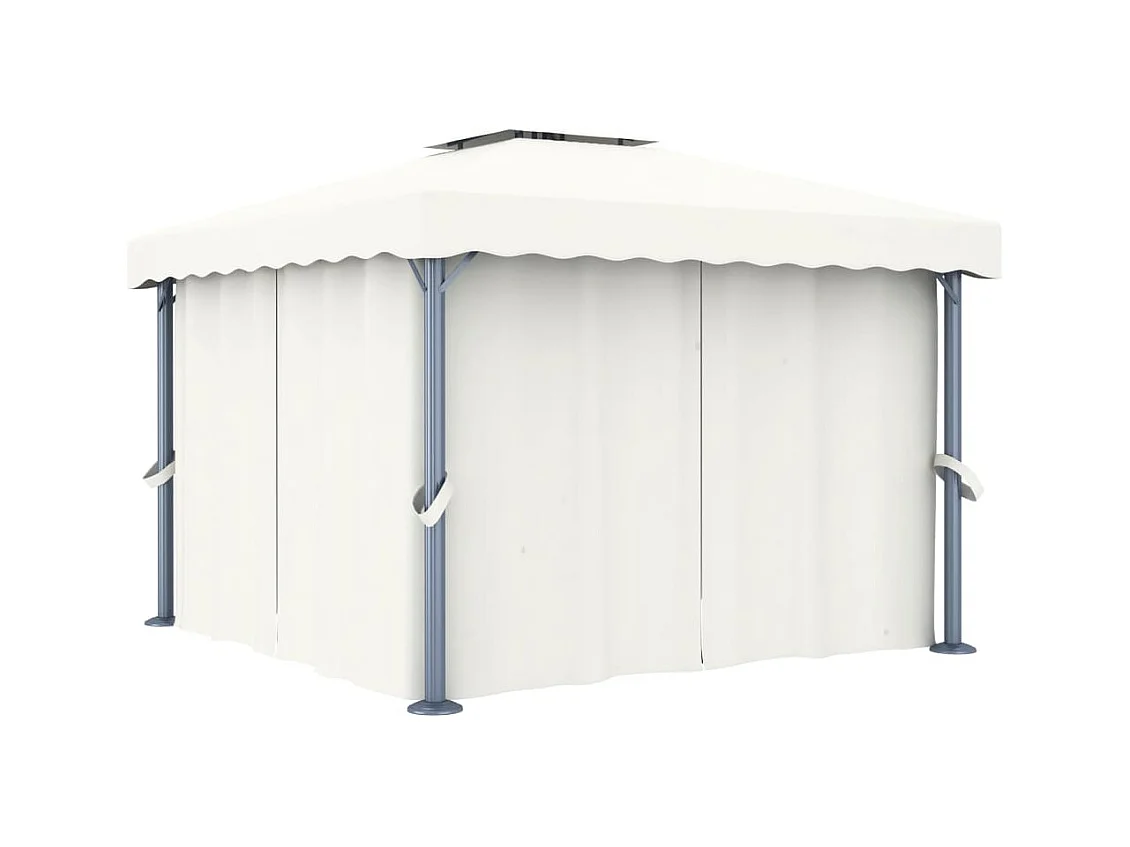 Prieel met gordijn 3x3 m aluminium crèmewit