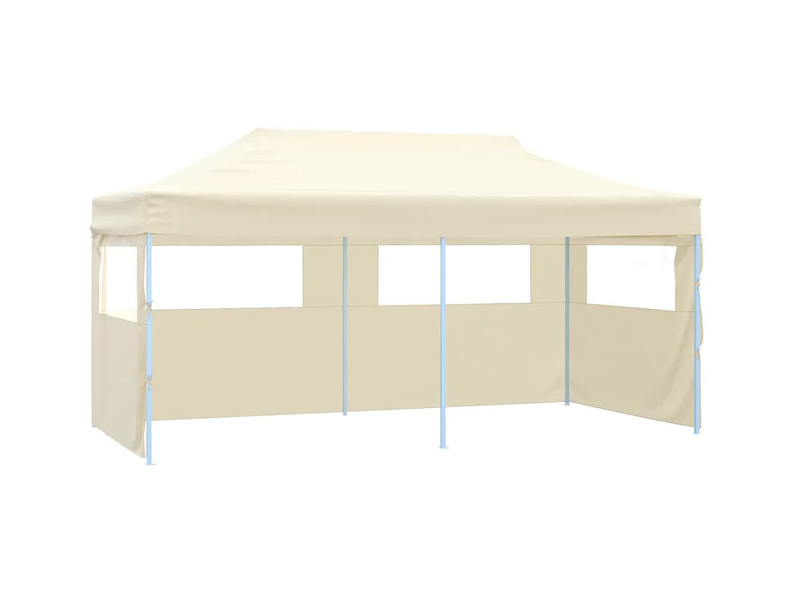 Tente de réception pliable avec 4 parois 3x6 m Acier Crème