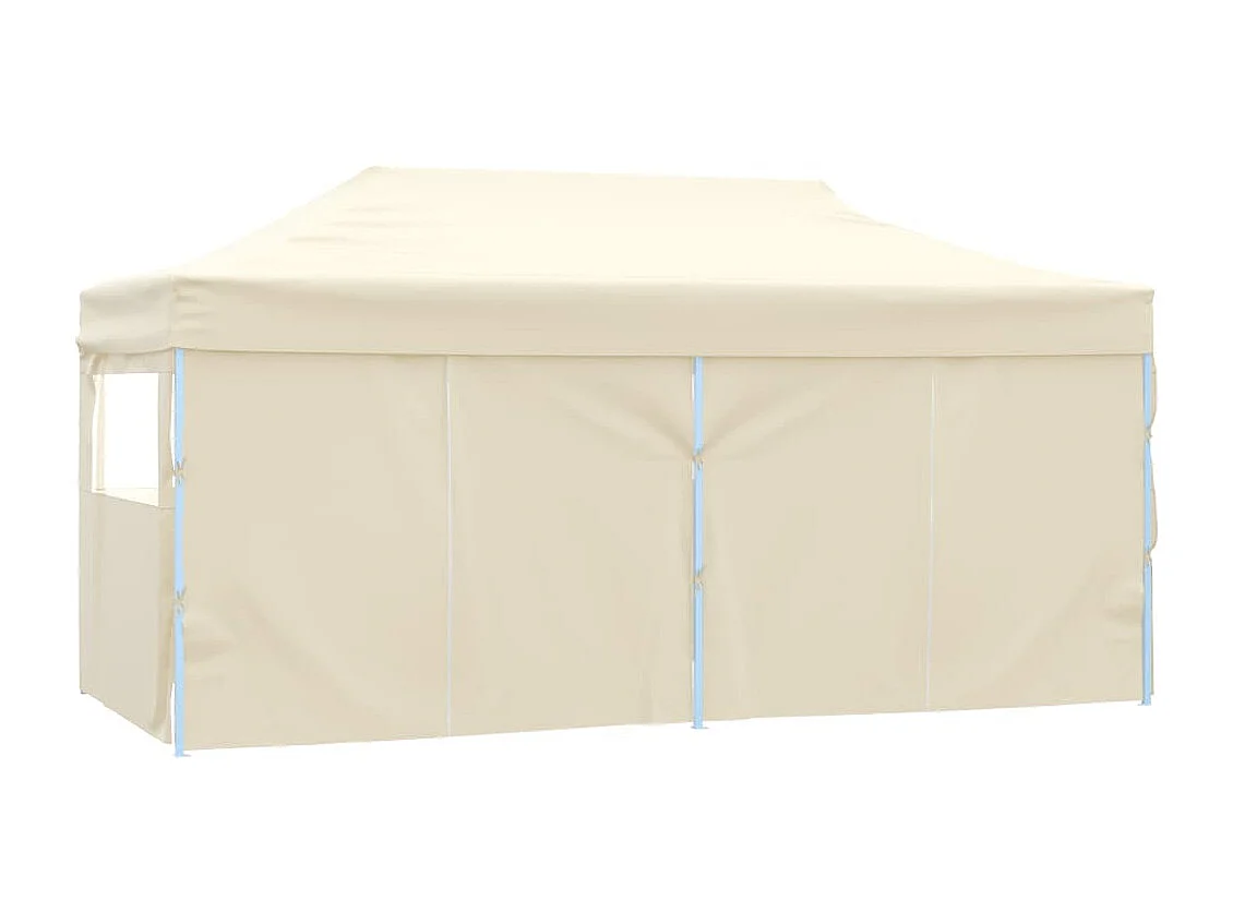 Tente de réception pliable avec 4 parois 3x6 m Acier Crème
