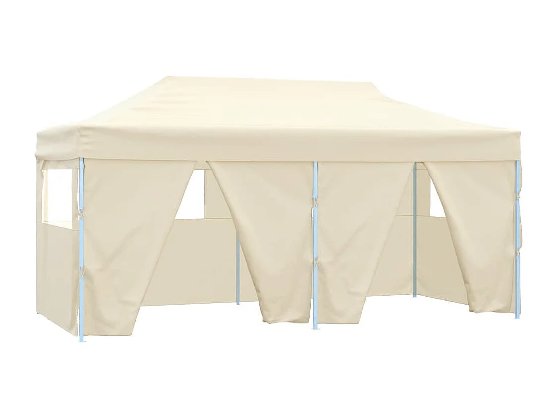 Tente de réception pliable avec 4 parois 3x6 m Acier Crème