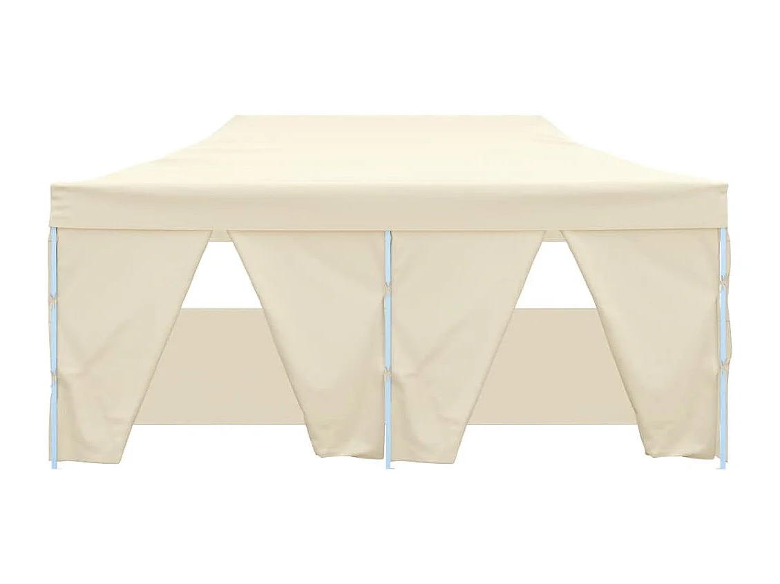 Tente de réception pliable avec 4 parois 3x6 m Acier Crème