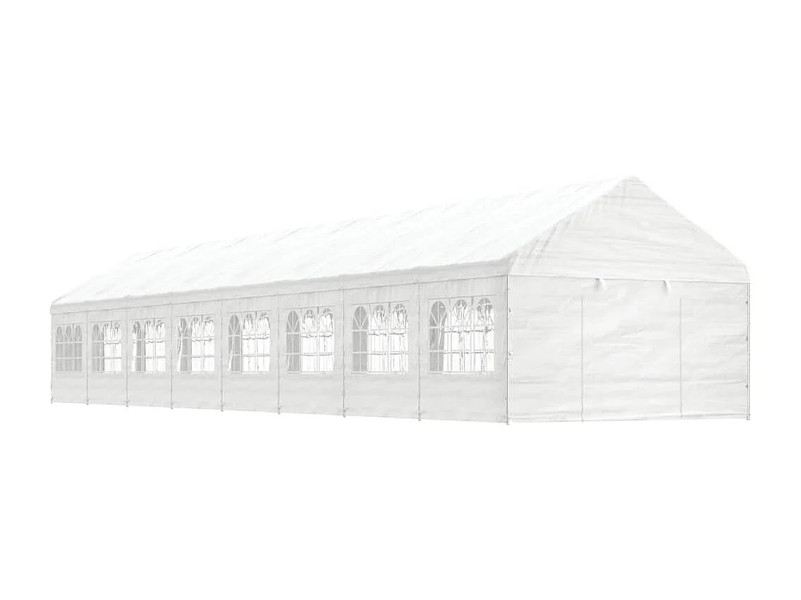 Gazebo com telhado 17,84x4,08x3,22 m polietileno branco