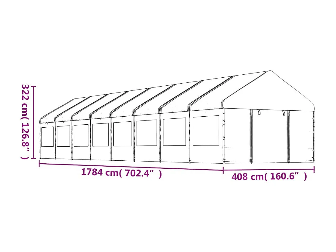 Belvédère avec toit blanc 17,84x4,08x3,22 m polyéthylène
