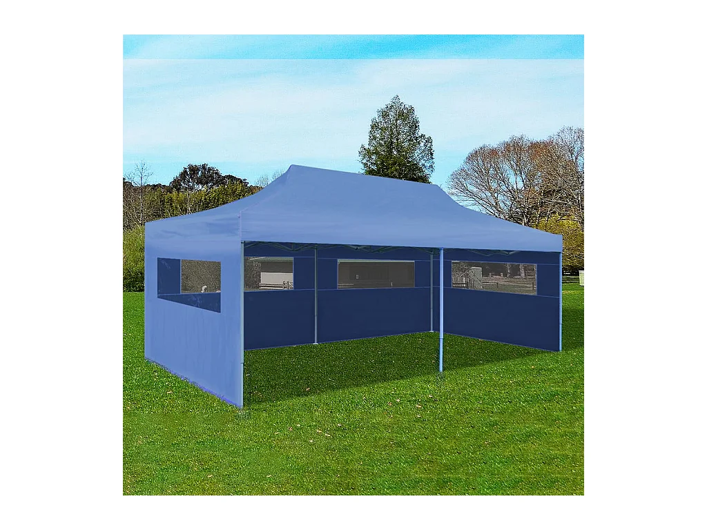 Tente de réception pliable bleue 3 x 6 m