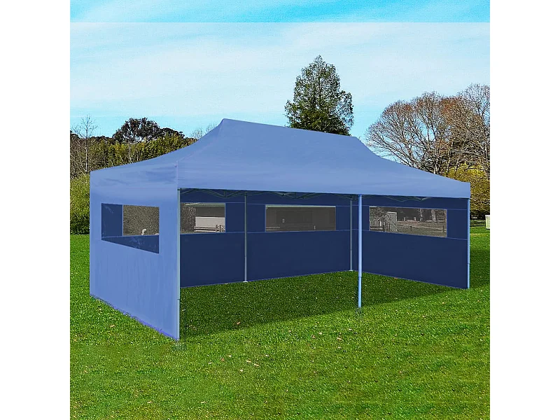 Tente de réception pliable bleue 3 x 6 m