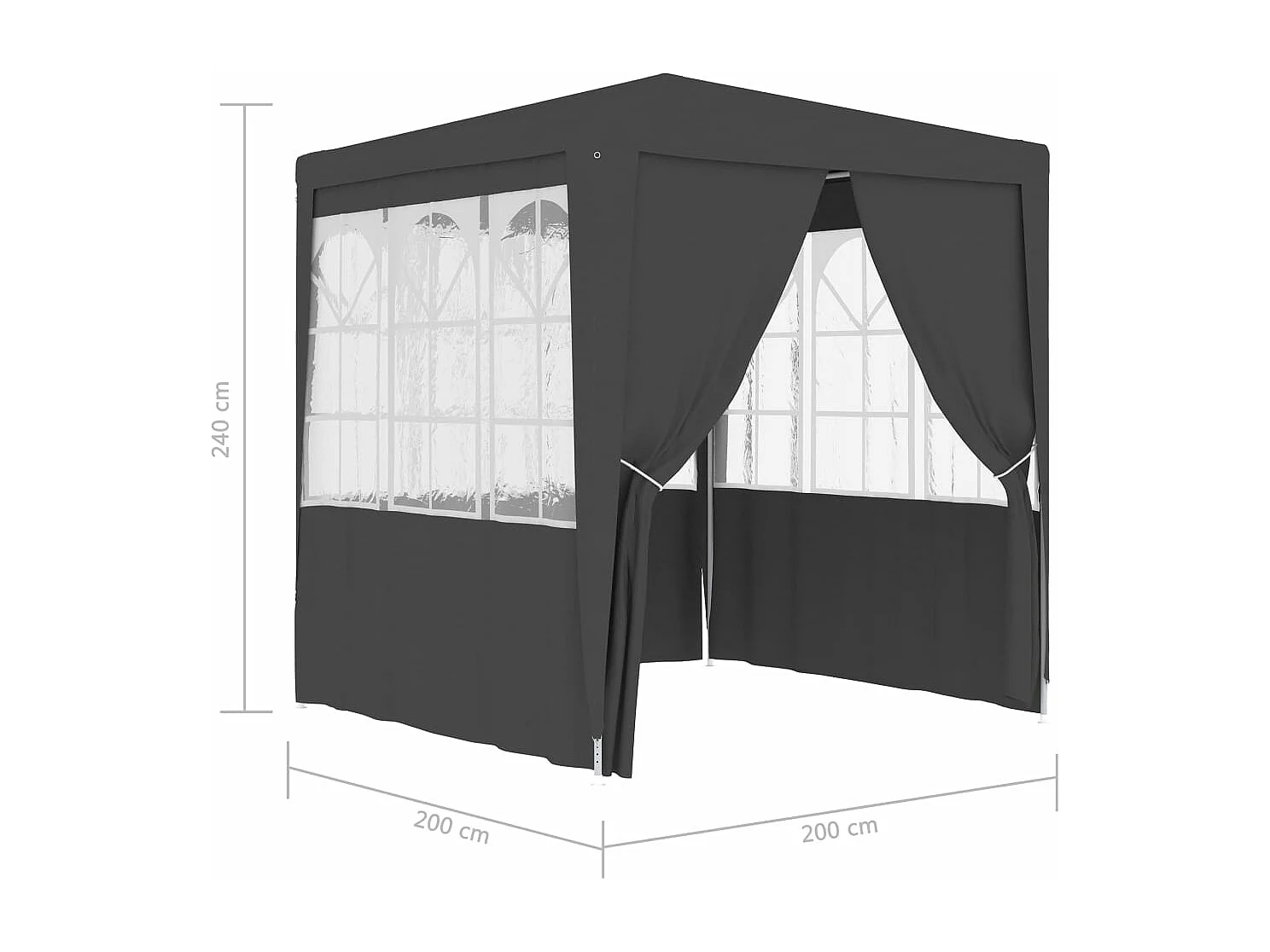 Profi-Partyzelt mit Seitenwänden 2×2m Anthrazit 90 g/m²