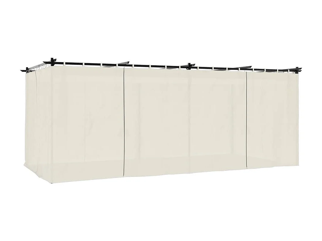 Tonnelle avec rideaux crème 6x3 m acier