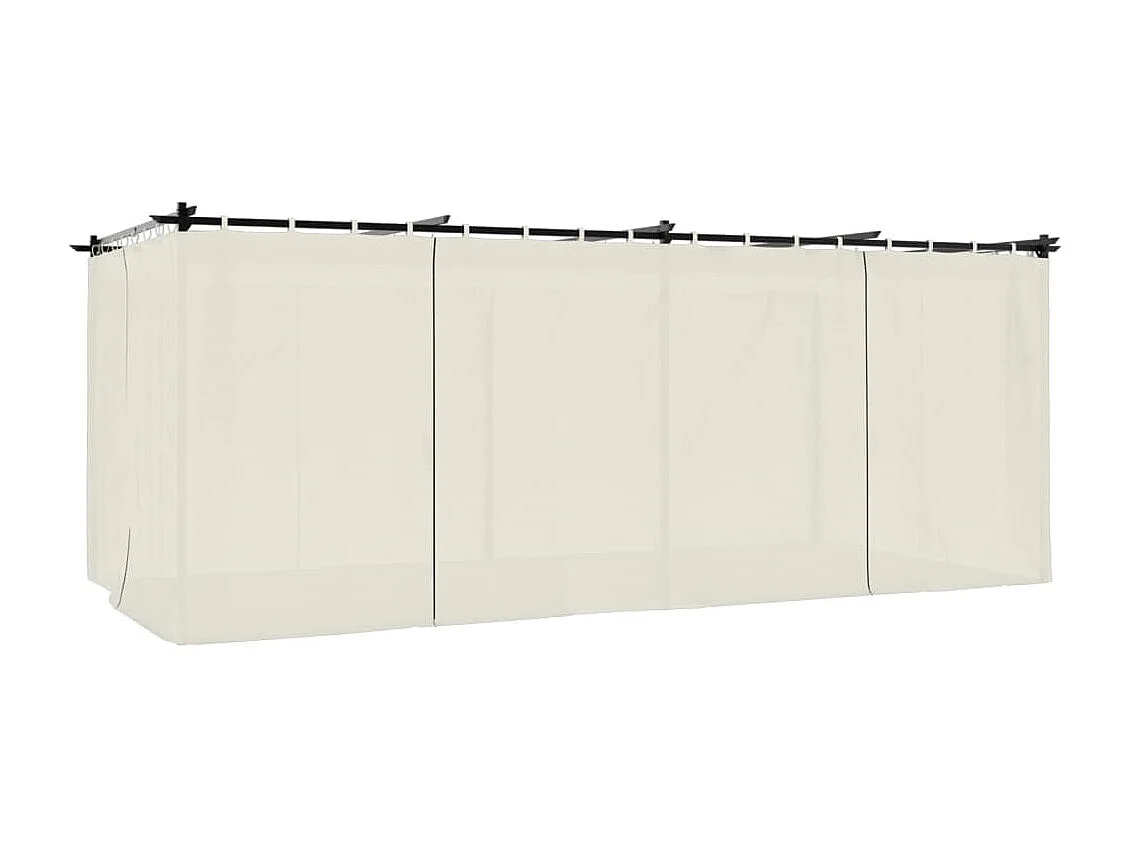 Tonnelle avec rideaux crème 6x3 m acier