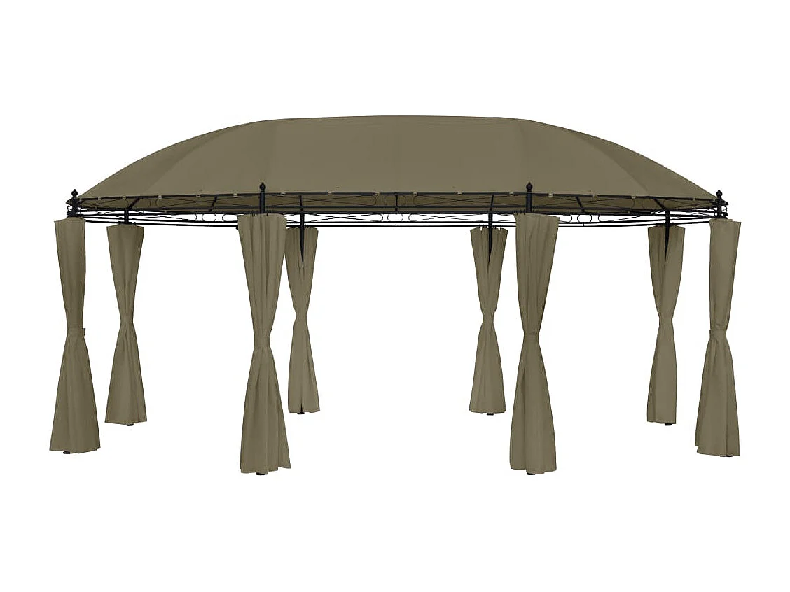 Gazebo c/ cortinas 520x349x255 cm 180 g/m² cinzento-acastanhado