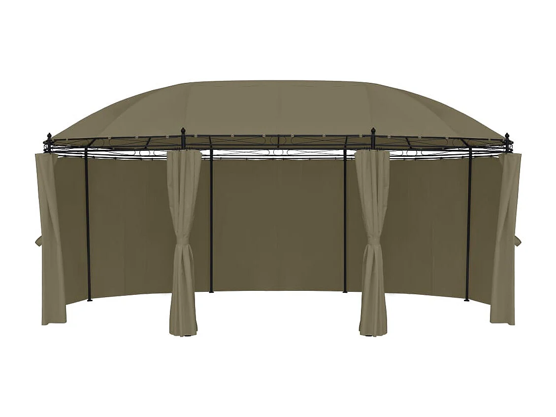Gazebo c/ cortinas 520x349x255 cm 180 g/m² cinzento-acastanhado