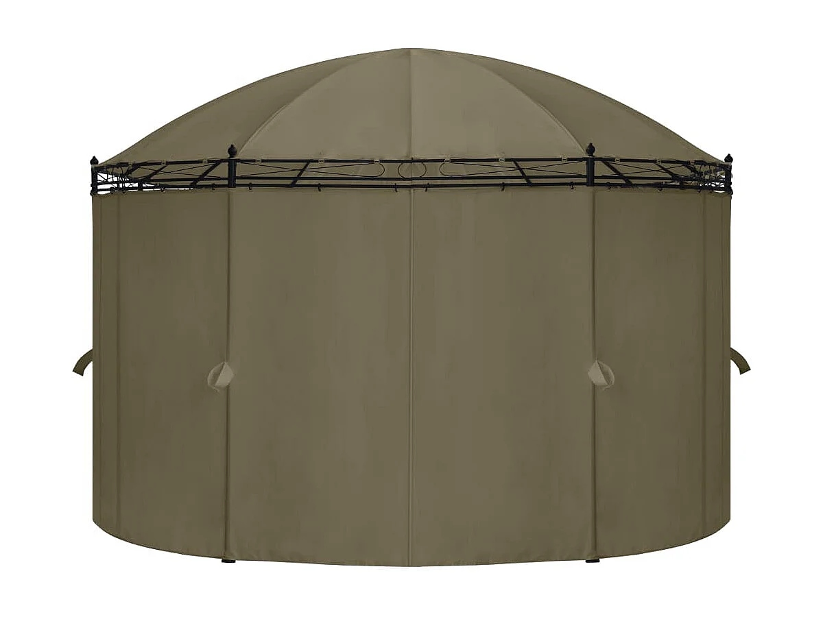 Gazebo c/ cortinas 520x349x255 cm 180 g/m² cinzento-acastanhado