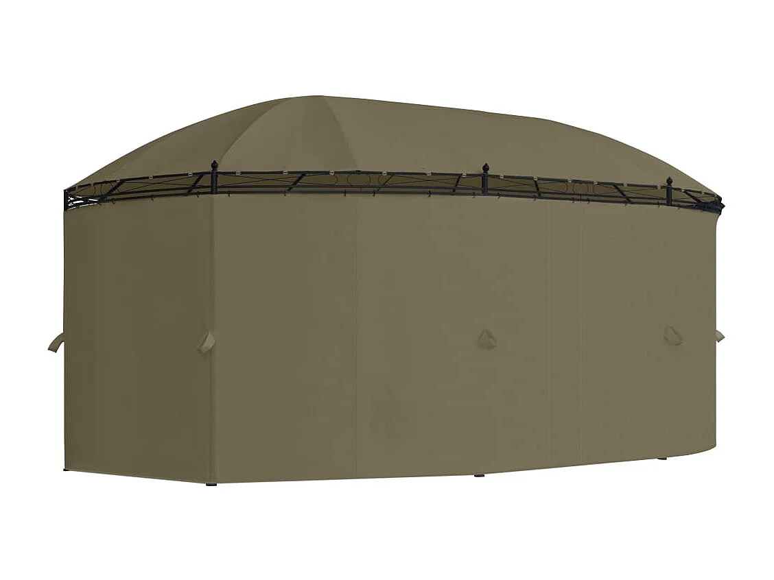 Gazebo c/ cortinas 520x349x255 cm 180 g/m² cinzento-acastanhado