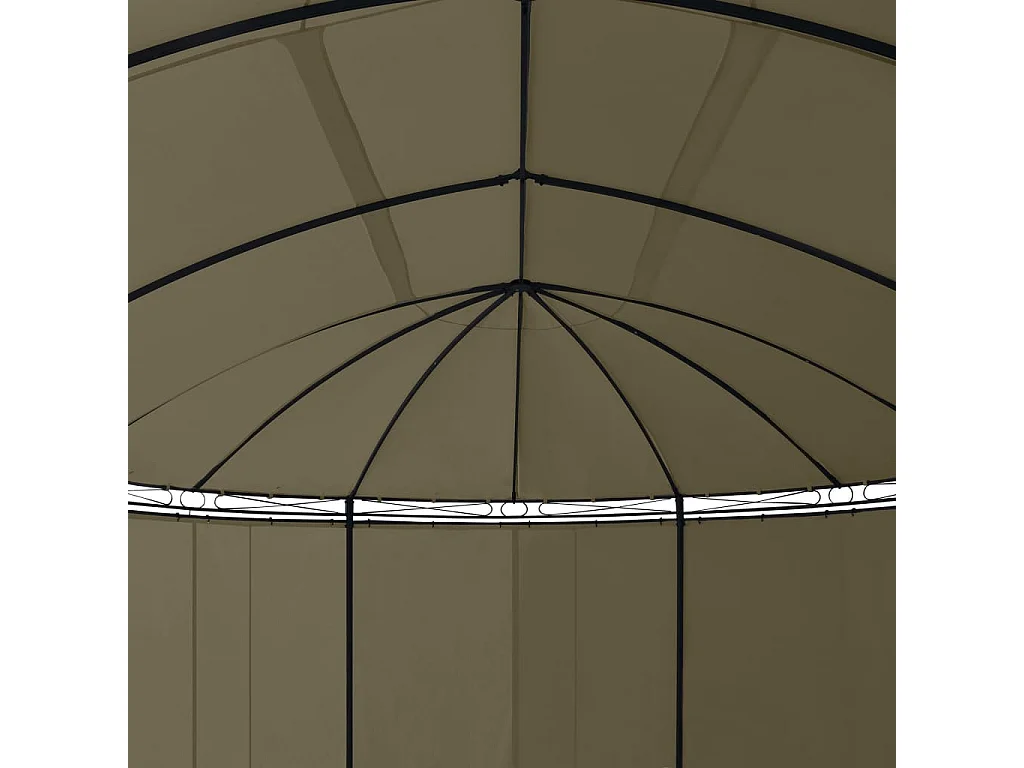 Gazebo c/ cortinas 520x349x255 cm 180 g/m² cinzento-acastanhado