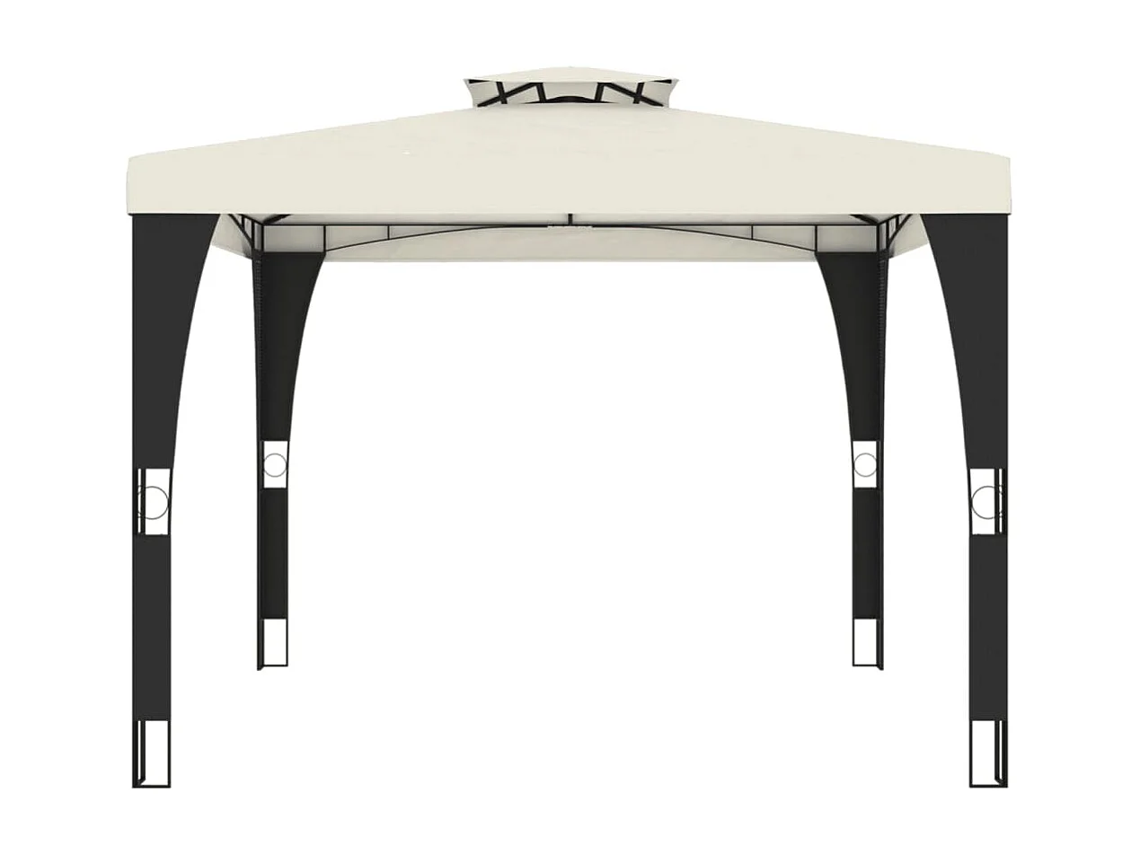 Tonnelle à double toit crème 2,98x2,98 m acier