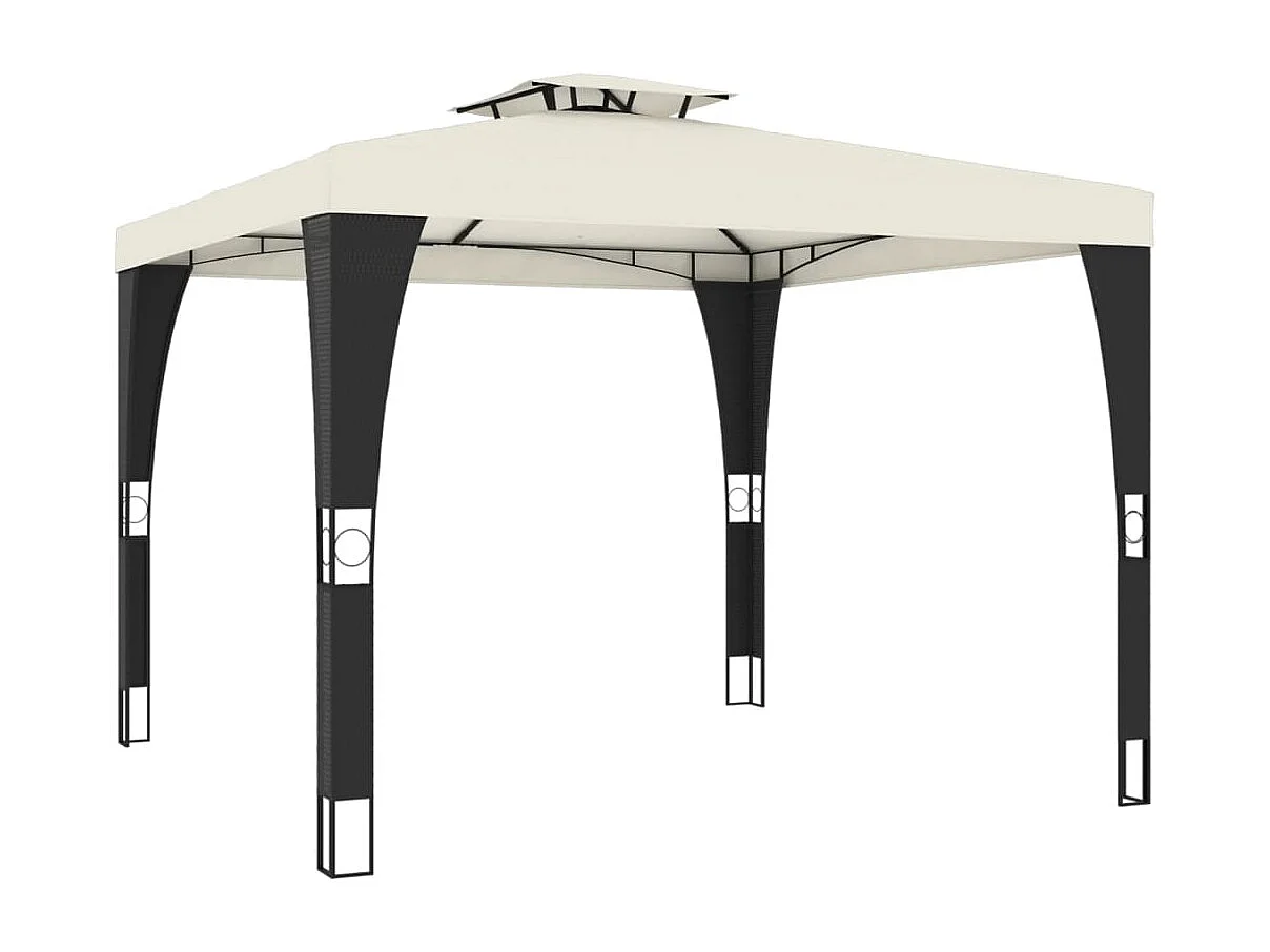 Tonnelle à double toit crème 2,98x2,98 m acier