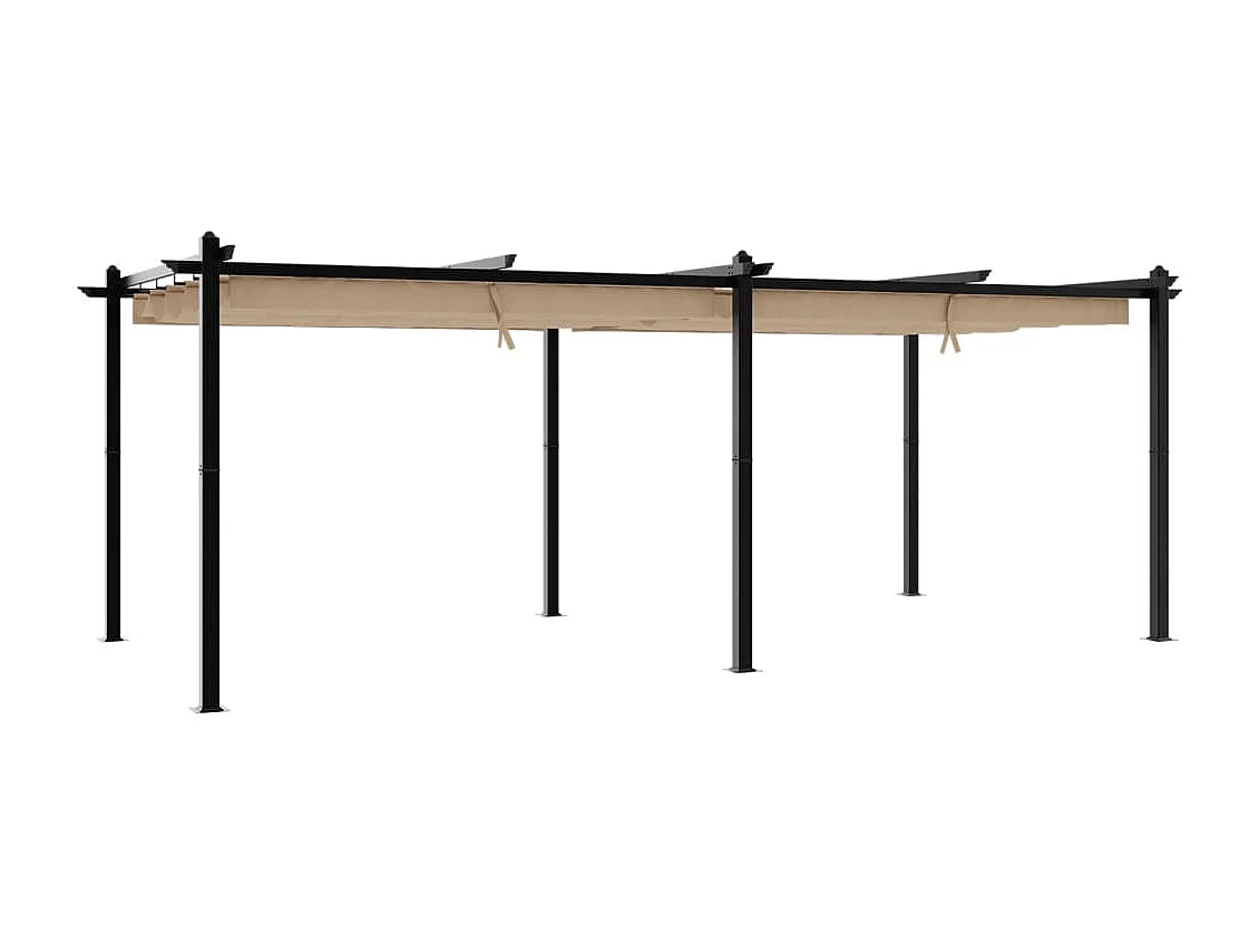 Gazebo da Giardino con Tetto Retrattile Tortora 3x6 m Alluminio