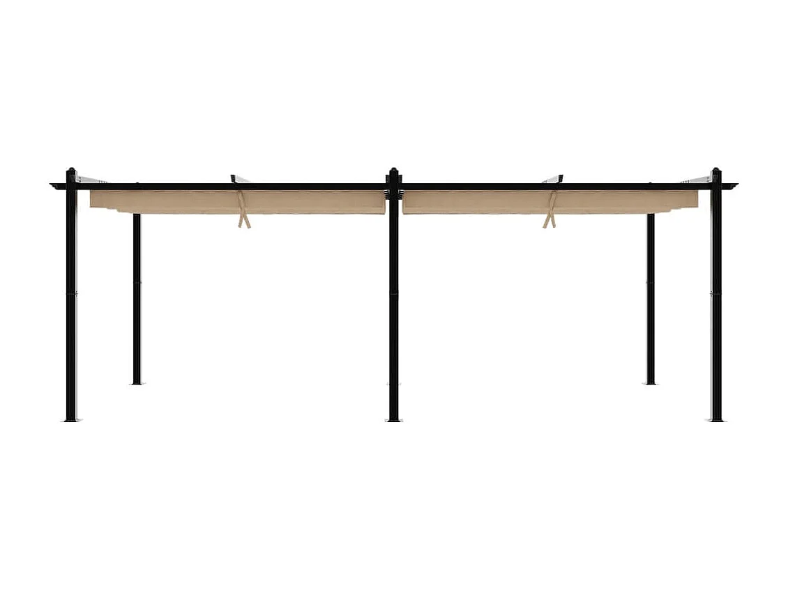 Gazebo da Giardino con Tetto Retrattile Tortora 3x6 m Alluminio