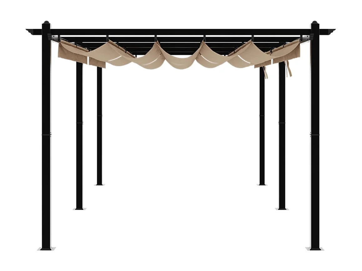 Gazebo da Giardino con Tetto Retrattile Tortora 3x6 m Alluminio