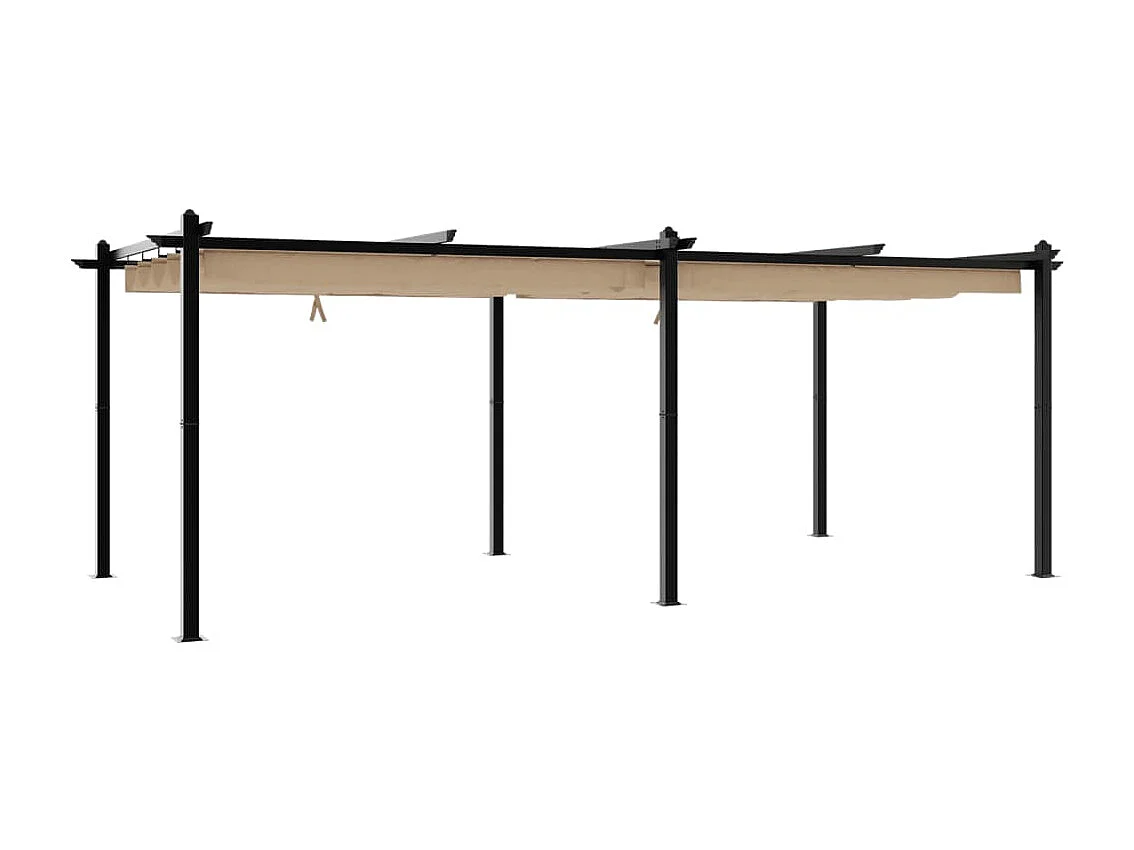 Gazebo da Giardino con Tetto Retrattile Tortora 3x6 m Alluminio