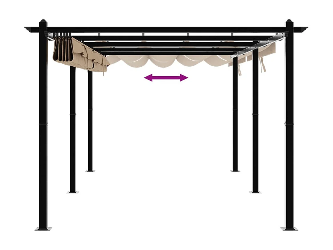 Gazebo da Giardino con Tetto Retrattile Tortora 3x6 m Alluminio