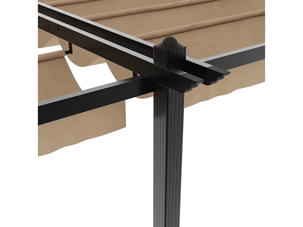 Gazebo da Giardino con Tetto Retrattile Tortora 3x6 m Alluminio