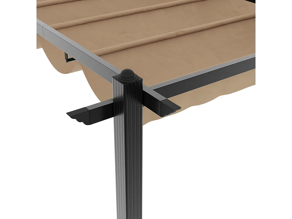 Gazebo da Giardino con Tetto Retrattile Tortora 3x6 m Alluminio