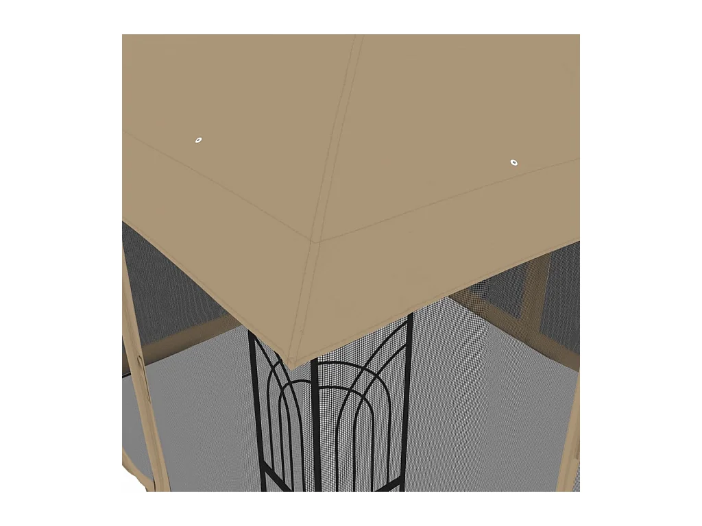 Tonnelle avec double toit et parois en filet taupe acier