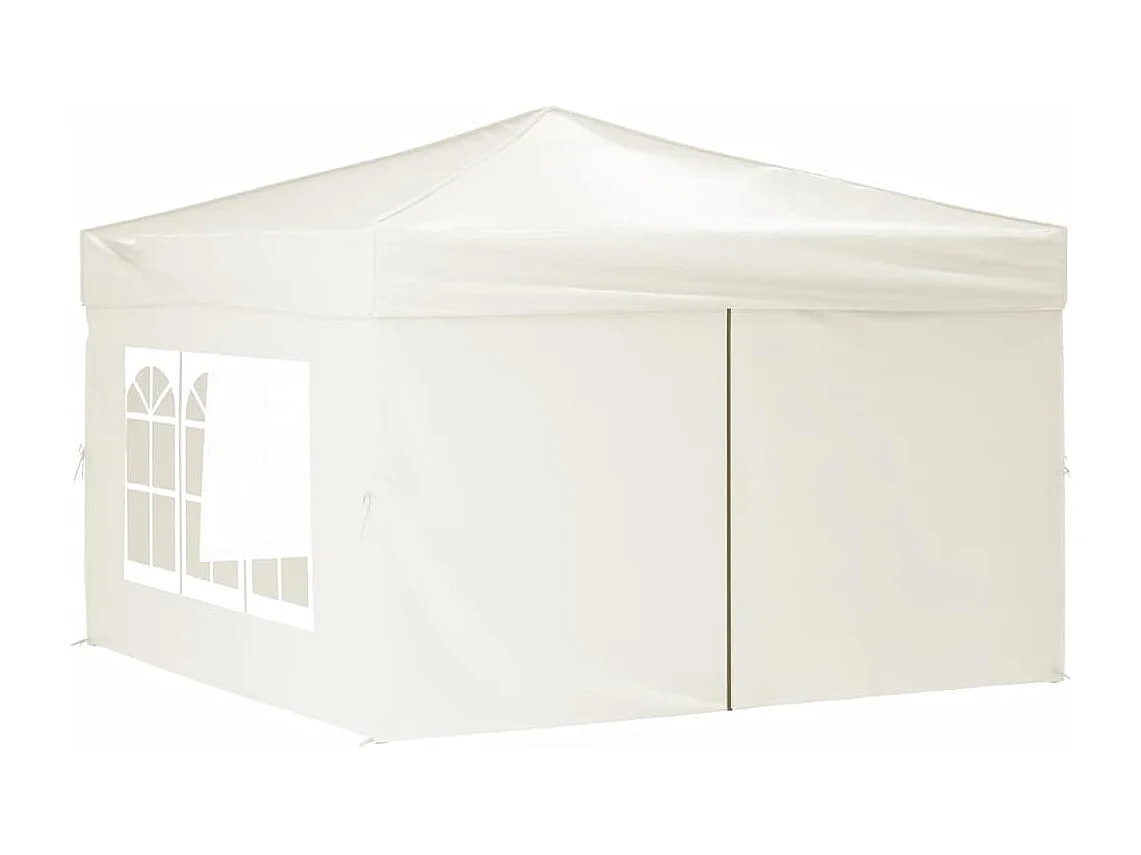 Carpa para fiestas plegable con paredes laterales crema 3x3 m