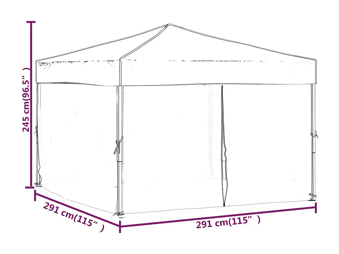 Tente de réception pliable avec parois Crème 3x3 m