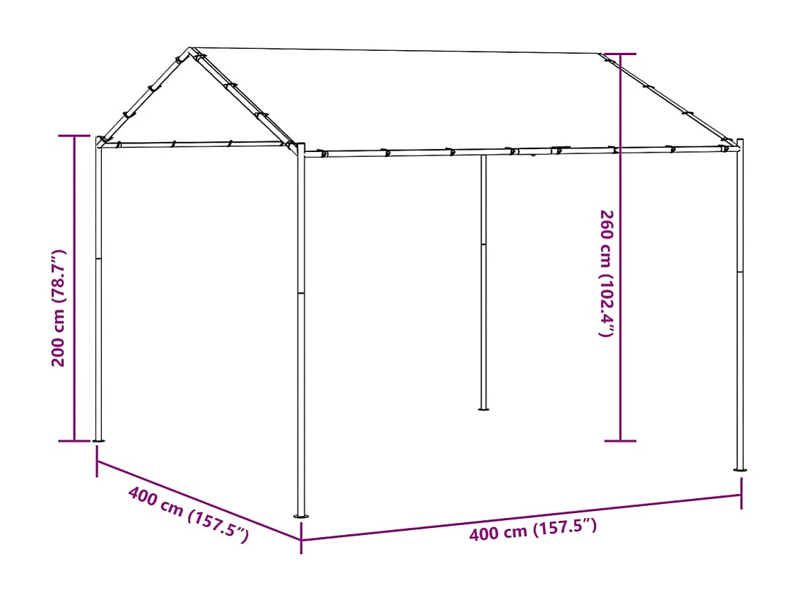 Carpa acero y tela gris antracita 4x4 m