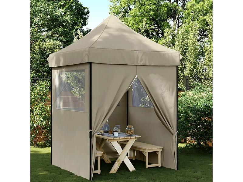 Tente de réception pliable escamotable 4 parois latérales taupe
