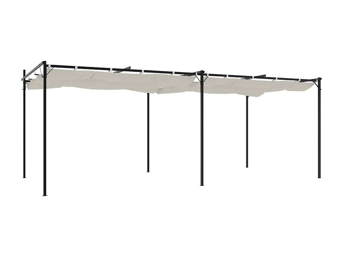 Pergola avec toit rétractable crème 589x292x230 cm
