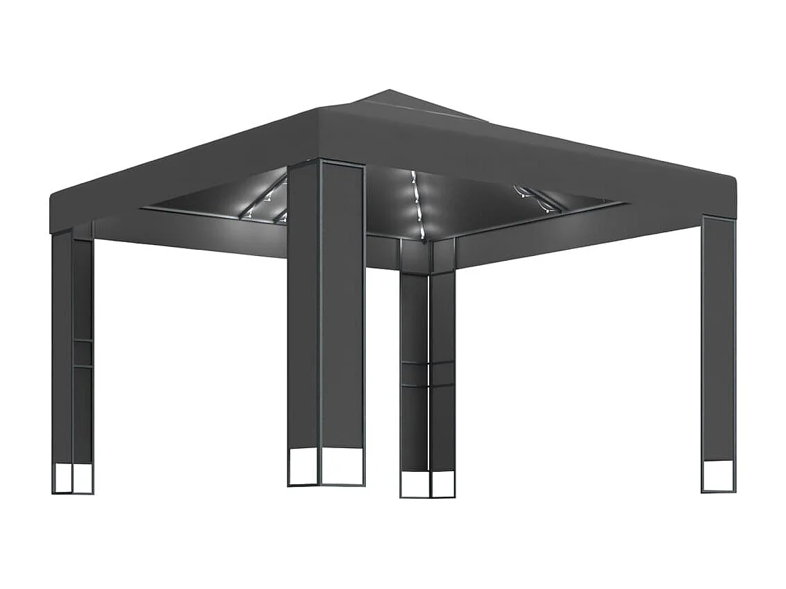 Tonnelle avec double toit et lumières LED 3x3 m Anthracite