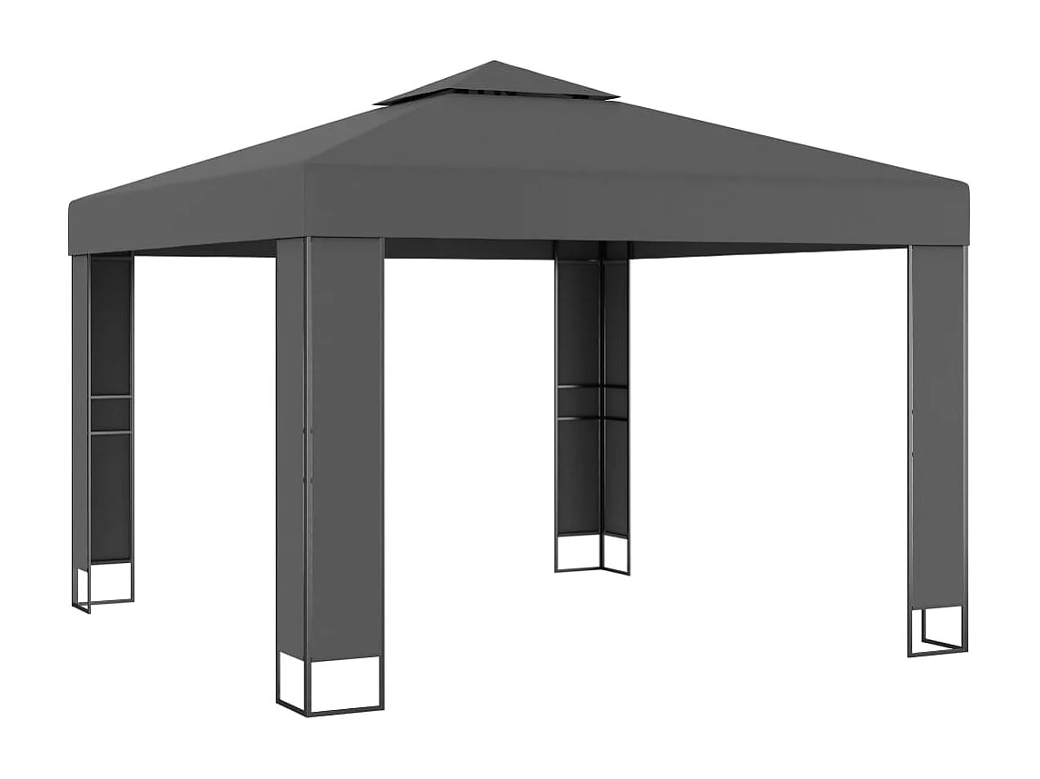 Tonnelle avec double toit et lumières LED 3x3 m Anthracite