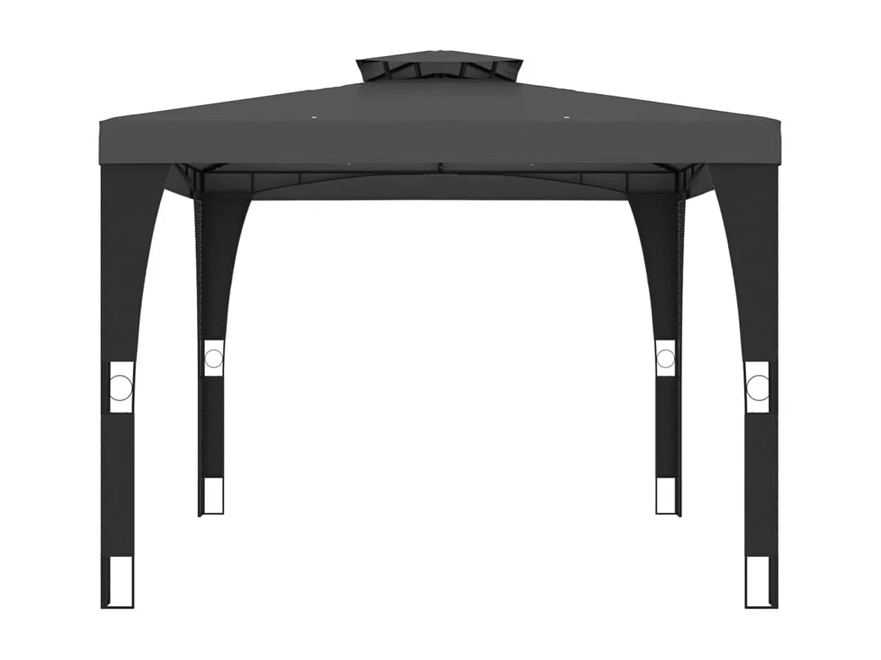 Tonnelle à double toit anthracite 2,98x2,98 m acier