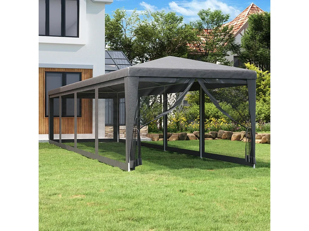 Tente de fête et 10 parois latérales en maille Anthracite 3x12m