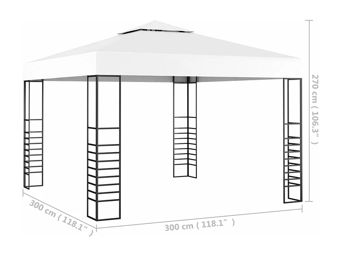 Tonnelle de jardin 3 x 3 m Blanc