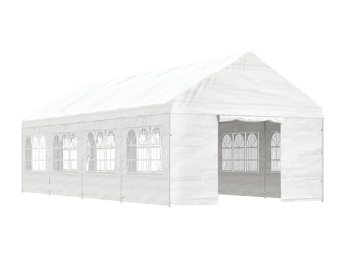 Cenador con techo polietileno blanco 8,92x4,08x3,22 m