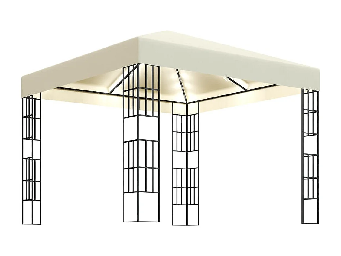 Tonnelle avec guirlande lumineuse à LED 3x3 m Crème