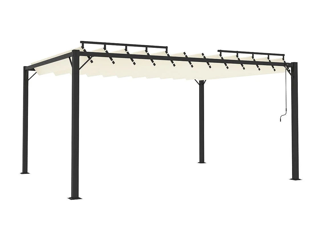 Tonnelle avec toit à persienne 3x4 m Crème Tissu et aluminium