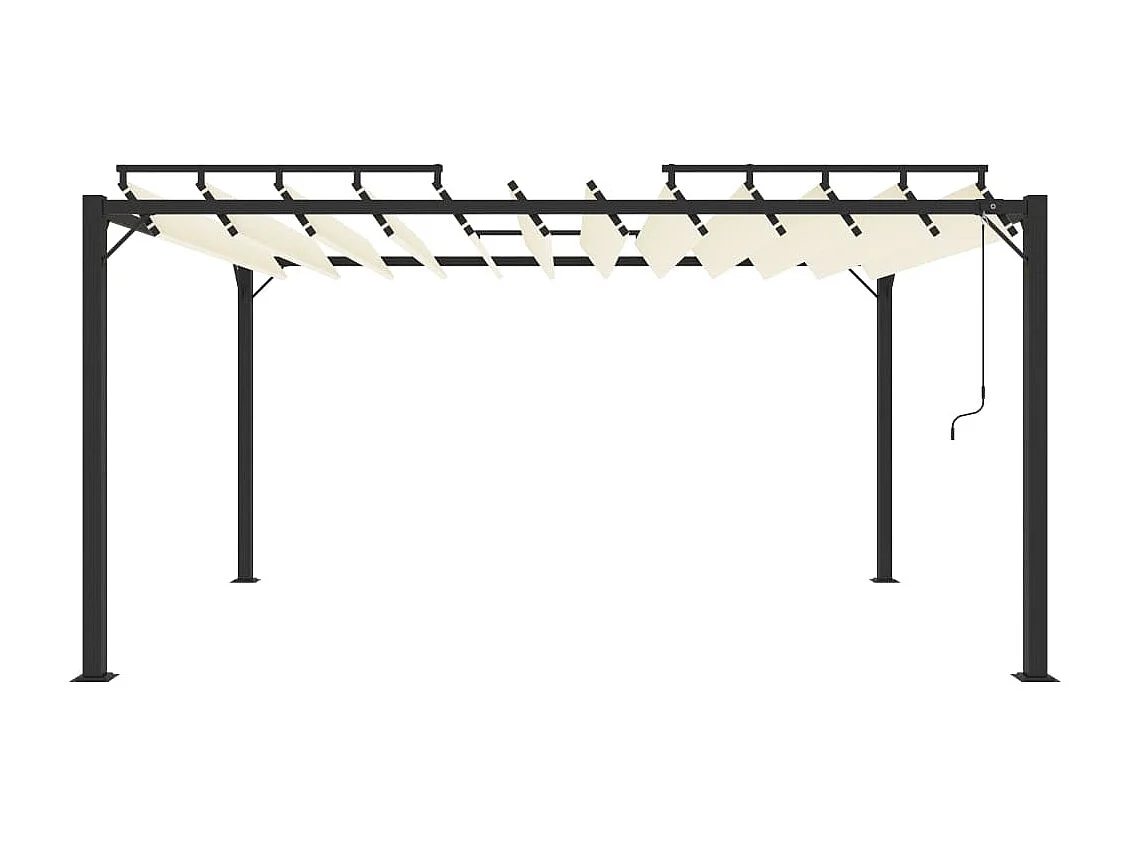Tonnelle avec toit à persienne 3x4 m Crème Tissu et aluminium
