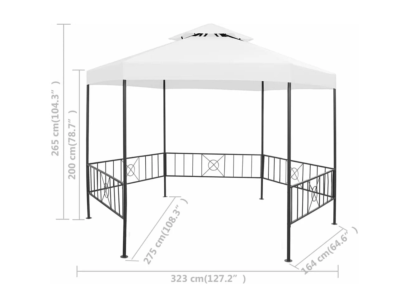 Belvédère de jardin 323x275x265 cm Blanc 180 g/m²