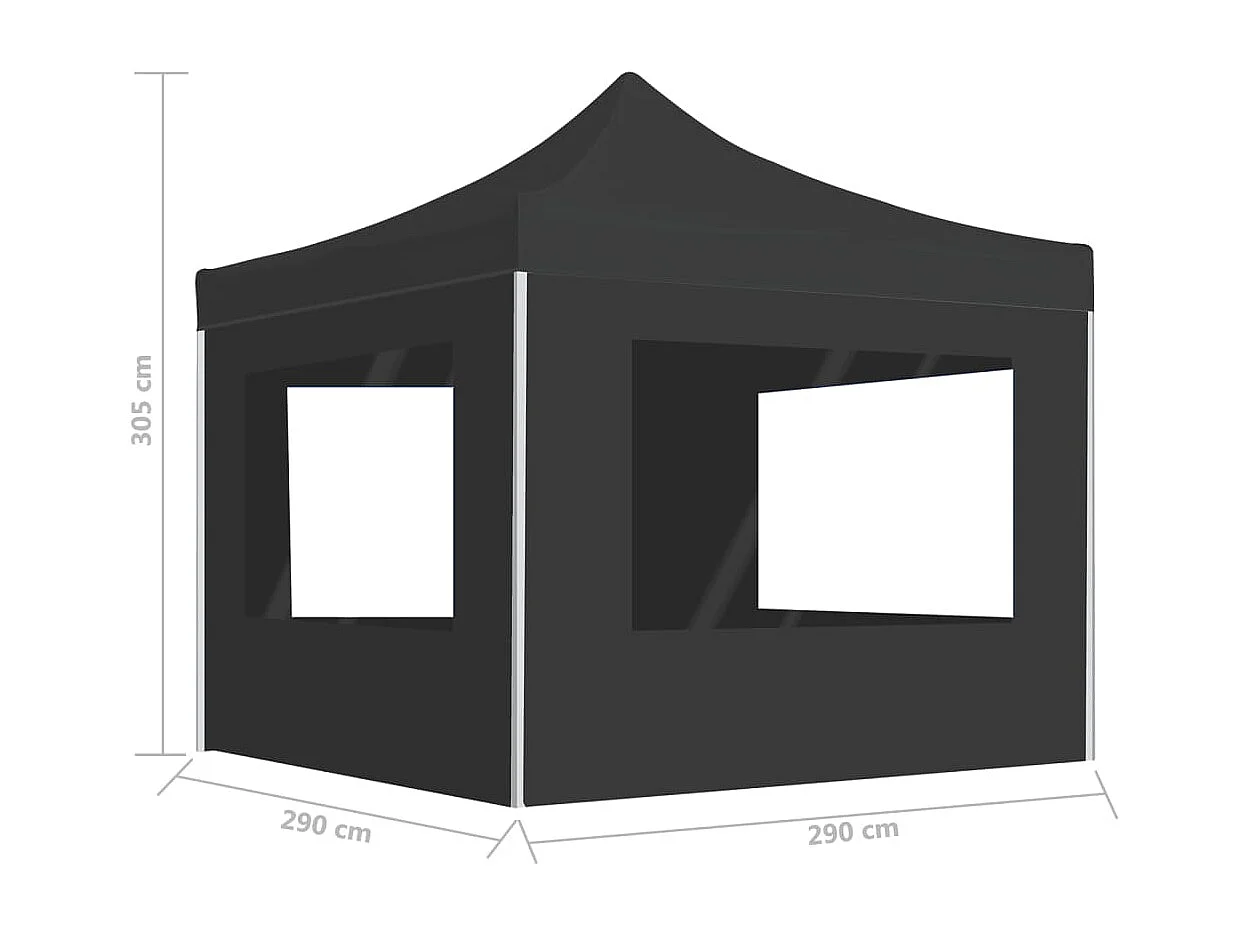 Carpa plegable profesional con paredes aluminio antracita 3x3 m