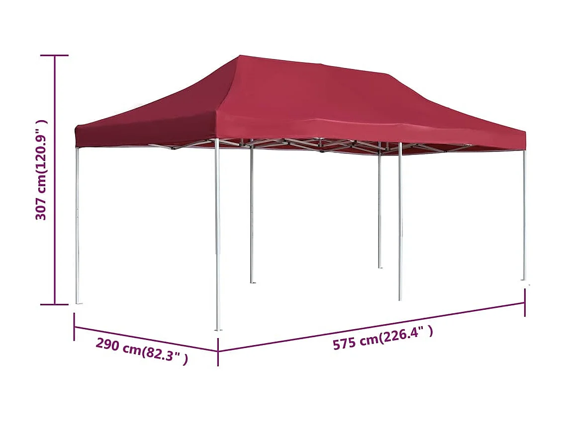 Tente de réception pliable Aluminium 6x3 m Bordeaux